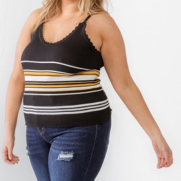 Ribbed Ruffle Tank Top - Picture 2 of 4